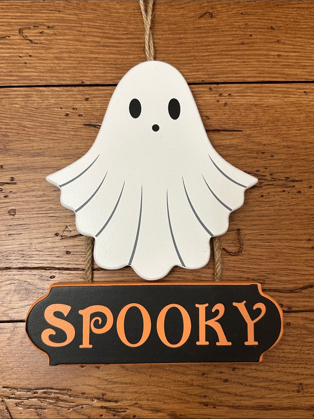 White Ghost "Spooky" Hanging Sign - Halloween Party Decor